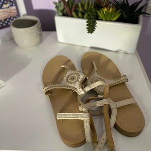 white and gold jack rogers